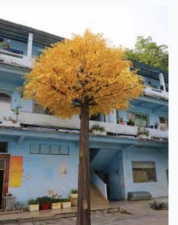 Custom artificial ficus tree with fiberglass trunk
