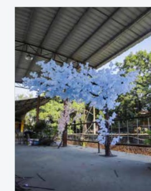 Artificial cherry blossom tree with real wood trunk