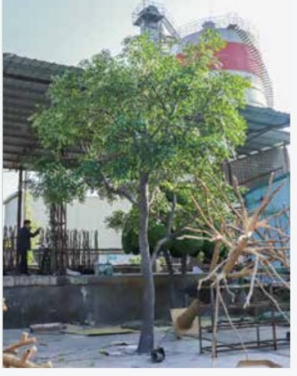 Large artificial tree with internal steel structure