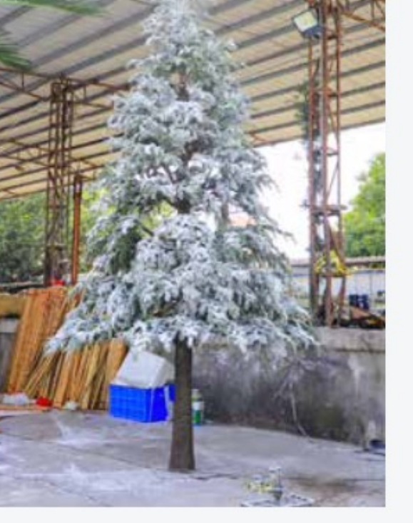 Artificial snow pine tree with large structure
